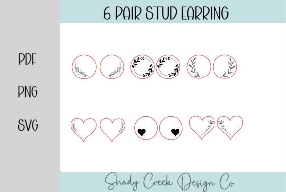 6 Pair Floral and Hearts Stud Earring Laser Cutting