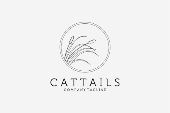 Cattails Reeds Creck River Simple Logo Graphics and Logos