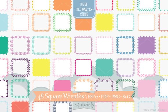 Color Square Wreaths Borders, Frames: A Graphic Design Asset Review