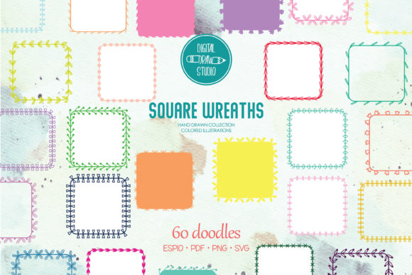 Color Square Wreaths Frames, Borders Graphics and Illustrations