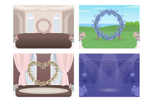 Decorated Wedding Venue Illustration Set: Graphics and Illustrations for Crafters