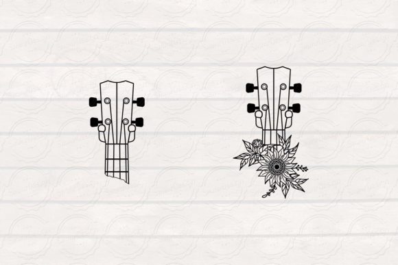 Floral Guitar, Floral Design Graphics for Crafts