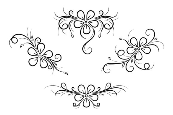 Flowers Swirls and Curls Design Element: Graphics for Handmade Creators