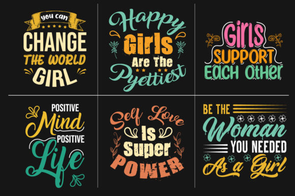 Girl Motivation Typography Tshirt Bundle Graphics and Graphic Templates Review
