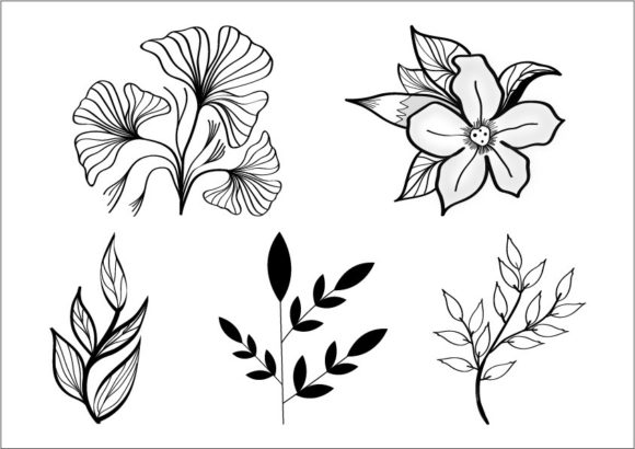 Leaf Line Art Design Set: Graphics and Illustrations for Modern Blogs