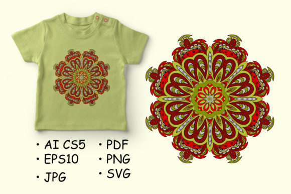 Mandala Doodle Drawing. Colorful Graphics and Illustrations Review