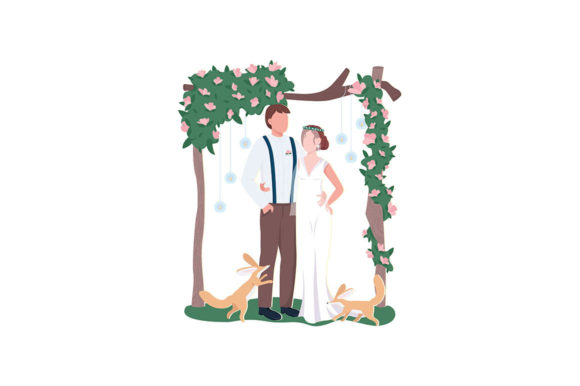 Newly Married Couple Flat Characters for Graphics and Illustrations