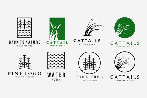 Set Bundle Cattails Reeds Creek Pine Art Graphics and Logos Review