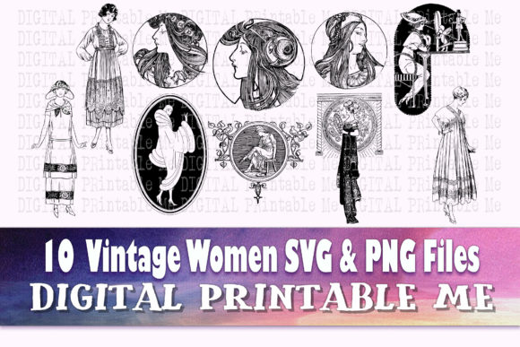Vintage Woman Svg Art Nouveau Png Bundle Graphics and Illustrations Review