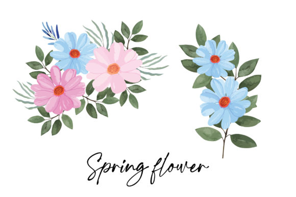 Watercolor Elegant Spring Flowers Sets Graphics and Illustrations Review